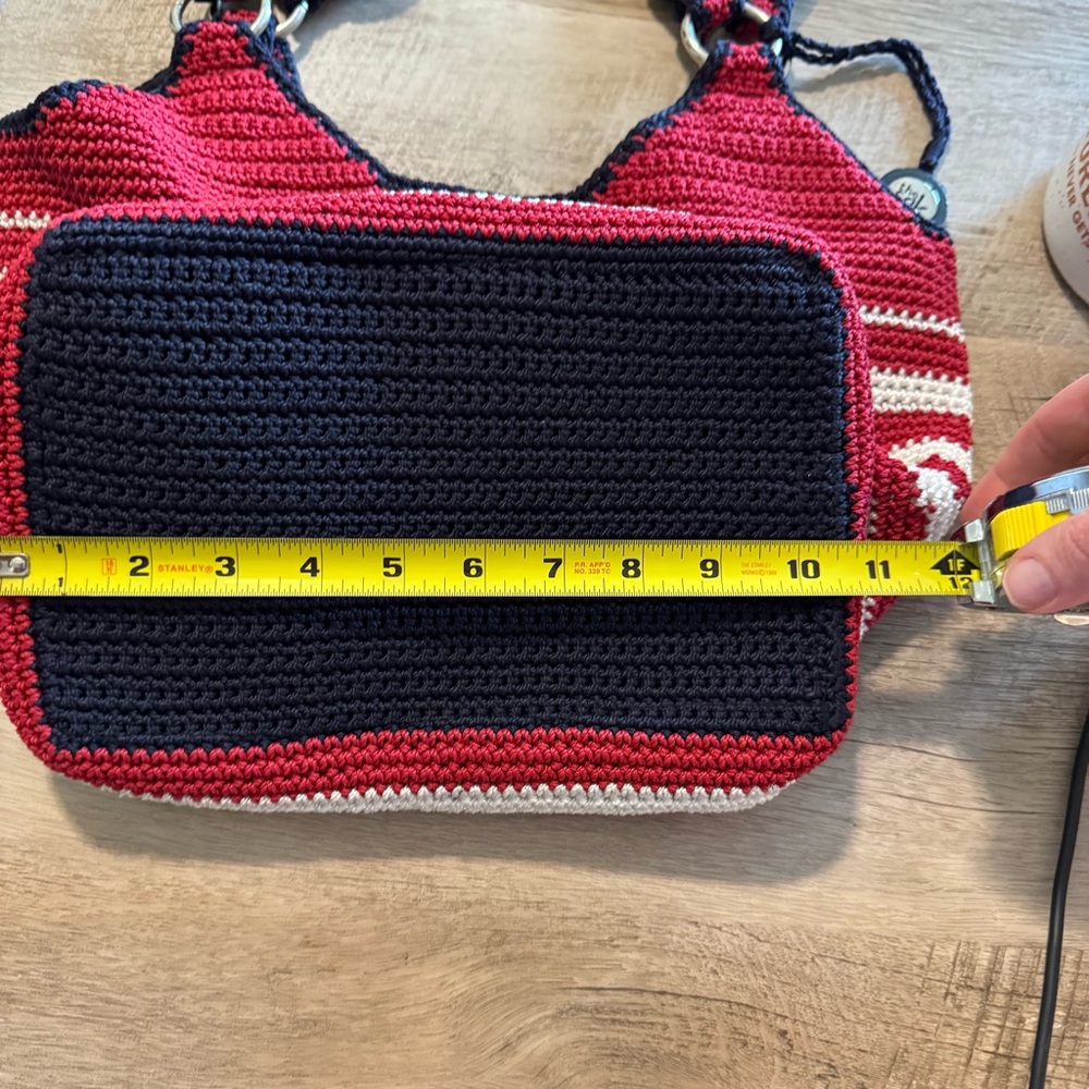 The Sak Crochet American Flag Shoulder Bag in Red, White, Navy - Picture 5 of 8